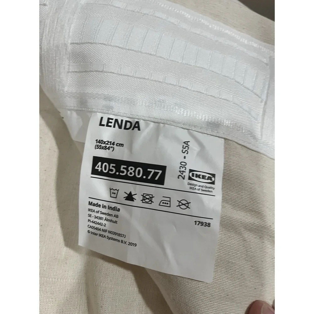 IKEA Lenda Rod Pocket Pleat Curtains‎ 2 Panels Drapes Natural Beige 55x84